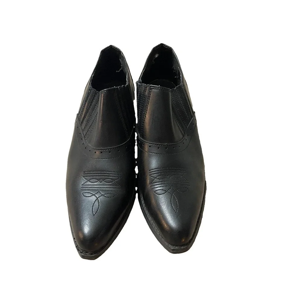 Dingo Women's Size 10M Black Leather Western Ankle Boots Loafers Slip On